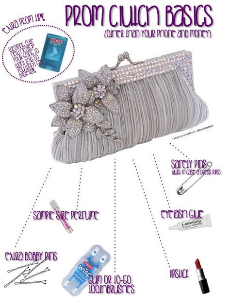 Also this ladies!!! Prom Purse Essentials, Prom Clutch Essentials, Prom Necessities, Clutch Essentials, Prom Attire, School Dance Ideas, Prom Tips, Upcycled Purse, School Suplies