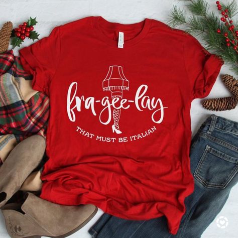 Christmas Story Tshirt, Frageelay, Christmas Shirts holiday shirt t shirt tee shirt funny graphic tee http://liketk.it/2Yiy1 #liketkit #LTKunder50 #LTKfamily @liketoknowit #LTKcurves #holiday #christmasgifts #christmasshirts #funnyshirt #christmasoutfits Red Christmas Shirt, Christmas Story Leg Lamp, Classic Holiday Movies, Italian Humor, Holiday Attire, Whimsical Gifts, Christmas Story, Holiday Movie, Comfy Shirts