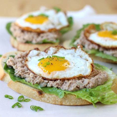 Open-Face Tuna Salad and Egg Sandwich - Joyous Apron Egg Sandwich Healthy, Tuna Salad Sandwich Recipe, Tuna Sandwich Recipes, Salad Appetizer Cups, Egg Sandwich Recipe, Egg Salad Sandwich Recipe, Tuna And Egg, Tuna Salad Sandwich, Open Faced Sandwich