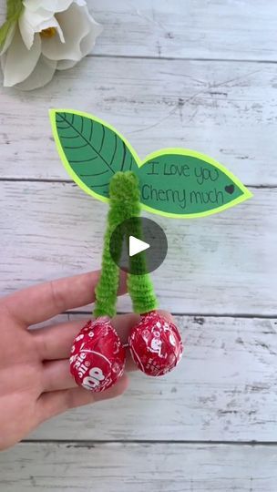 1.3M views · 3.4K reactions | Cherry sucker Valentine ❤️🍒 #kidcrafts #diyvalentines #valentinesdaycrafts | Kids Craft Barn | Global Genius · Boh Dee Doh Sucker Crafts, Kids Candy Crafts, Valentine Craft, Valentines Crafts, Pipe Cleaner Crafts, Candy Crafts, Kids Candy, Candy Bouquet, Heart Crafts