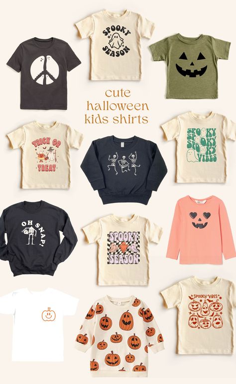 cute halloween t-shirts for kids – almost makes perfect Halloween French Toast, Halloween Shirts Diy, Kids Halloween Shirts, Diy Halloween Shirts, Spooky Graphic Tees, Halloween Shirts Kids, Kids Graphics, Chris Loves Julia, Cricut Halloween