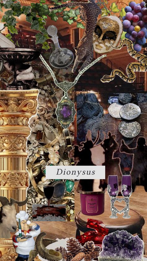 Dionysus Altar, Dionysus Aesthetic, Dionysus God, Book Of Shadow, Greek God, Greek Myths, Greek Gods, College Dorm, Greek Mythology