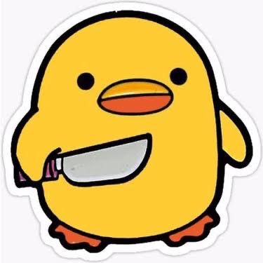 ￼ Duck Cute Drawing, Duck Holding Knife, Angry Cute, Knife Wallpaper, Duck With Knife, Holding Knife, Holding A Knife, Duck Cute, Cute Chicken