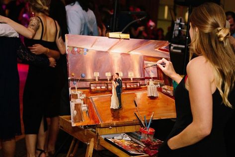 White Engagement Party, Live Wedding Painter, Wedding Painter, Dance Painting, Forest Engagement, Emerald Green Weddings, Wedding Painting, Wedding Activities, Live Painting