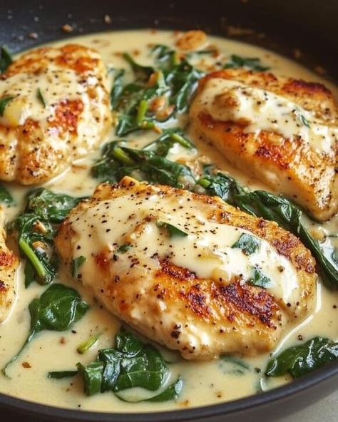 Savor the Richness of Classic Chicken Florentine – A Creamy Italian Delight! - NewsBreak Homemade Chili Beans, Delicious Discoveries, Chicken Florentine Recipe, Gizzards Recipe, Baked Apple Fritters, Broccoli Pasta Bake, Parmesan Pork Chops, Florentines Recipe, Pimento Cheese Recipes