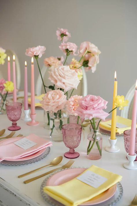 Decor of the wedding table featuring soft pastel pink and yellow flowers. A stunning color palette for your wedding. #pastelweddingcolors #floraltabledecor #pinkandyellowwedding #weddingdecor #weddingdetails #weddingtable #weddingideas Декор свадебного стола с нежными пастельными розовыми и желтыми цветами. Потрясающая цветовая палитра для вашей свадьбы. #пастельныесвадебныецвета #цветочныйдекорстола #свадьбавпастельныхтонах #свадебныйдекор #свадебныедетали #свадебныйстол #свадебныеидеи  pink and yellow wedding, pastel wedding colors, wedding flowers, wedding decor, summer wedding, spring wedding, wedding color scheme, свадьба в пастельных тонах, свадебный декор, летняя свадьба, весенняя свадьба Pastel Yellow Table Setting, Pink And Yellow Table Decor, Pastel Table Decor Wedding, Pink And Yellow Bachelorette Party, Pastel Pink And Yellow Wedding Theme, Pastel Flower Party, Pink And Yellow Party Decorations, Pink Yellow Wedding Theme, Pastel Yellow And Pink Wedding