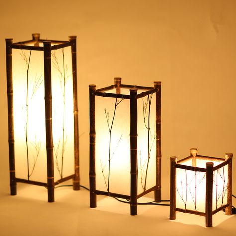 Lamp In Dining Room, Floor Tables, Dining Room Floor Lamp, Narrative Art, Japanese Lamp, Bamboo Floor Lamp, Japanese Lamps, Bamboo Floor, Floor Furniture