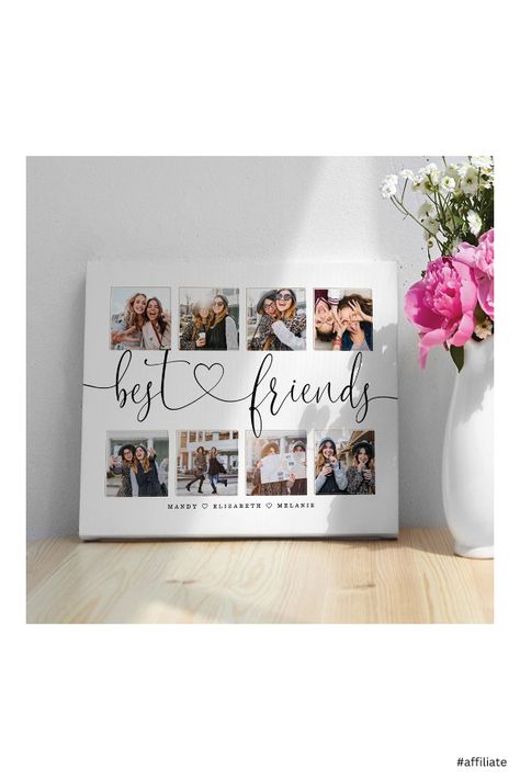 Photo Gift Ideas For Best Friend, Friendship Frames Ideas, Frame Ideas For Best Friends, Best Friend Canvas Ideas, Photo Frame Ideas For Best Friend, Photo Frame Gift Ideas Friends, Farewell Gift For Best Friend, Canvas For Best Friend, Photo Collage Ideas Framed