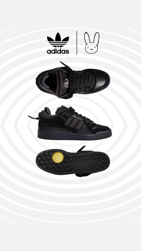 Zapatos Bad Bunny, Adidas Forum Low Black, Bad Bunny Shoes, Bad Bunny Adidas, Adidas Bad Bunny, Bunny Shoes, Adidas Forum Low, Urban Shoes, Forum Low