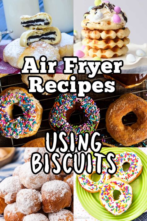 A variety of Air Fryer Recipes Using Biscuits and donuts. Air Fryer Donuts Biscuits, Recipes Using Biscuits, Air Fryer Pillsbury, Recipes With Biscuits, Recipe Using Canned Biscuits, Pillsbury Biscuit Recipes, Delicious Air Fryer Recipes, Air Fryer Donuts, Pillsbury Biscuits