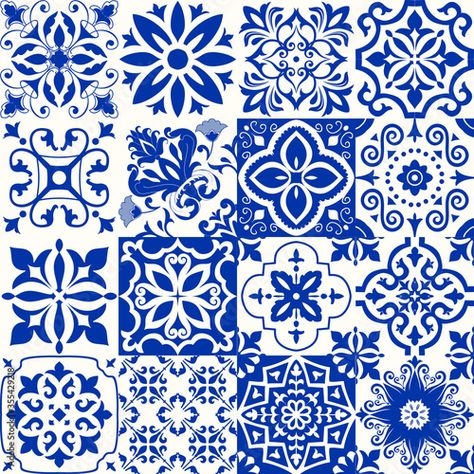 Azulejos Tiles Goa, Portuguese Blue Tiles, Blue Portuguese Tile, Spanish Ceramic Tiles, Portuguese Tile Pattern, Greek Tile Pattern Blue And White, Italian Mosaic Tiles, Portugal Tiles Pattern, Gaudi Tiles