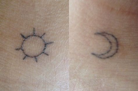 Sun and moon stick and poke Moon Stick And Poke, Party Food Recipes, Stick Poke Tattoo, Matching Best Friend Tattoos, Bestie Tattoo, Stick N Poke, Best Party Food, Stick N Poke Tattoo, Sun Tattoos