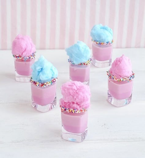 Cotton Candy Business, Cotton Candy Recipe, Cotton Candy Cocktail, Candy Shots, One Bite Appetizers, Cotton Candy Party, Candy Business, Cotton Candy Flavoring, Carnival Food