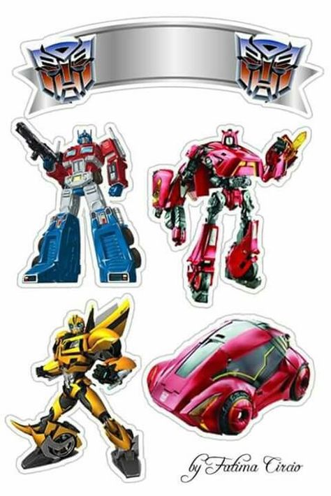 Transformers Free Printable Cake Toppers. Transformers Cupcakes, Optimus Prime Cake, Rescue Bots Party, Transformers Cake, Transformers Birthday Parties, Cupcake Toppers Free, Transformer Party, Tik Tok Videos Funny, Transformer Birthday