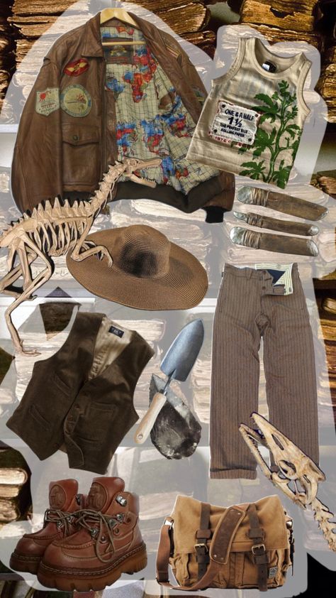 gay archaeologist #outfitinspo #vibes #outfit #queer Paleontology Outfit, Geologist Outfit, Science Museum Outfit, Archaeologist Outfit, Archeologist Outfit, Biologist Outfit, Archaeologist Aesthetic, Vibes Outfit, Marine Biologist