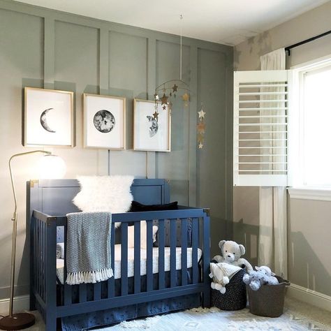 Blue Nursery Boy, Blue Crib, Blue Nursery, Beautiful Nursery, Nursery Inspo, Nursery Baby Room, Neutral Nursery, Gender Neutral Nursery, Pantry Design