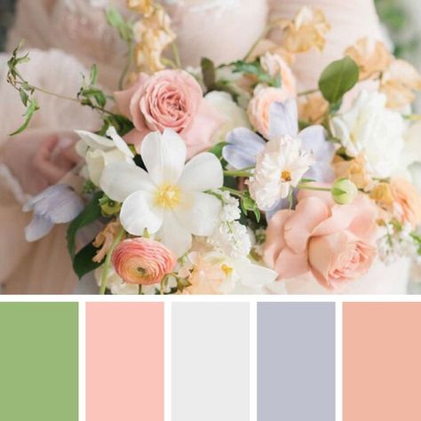 Colour Schemes Wedding Summer, Pastel Floral Theme Party, Dusty Wedding Flowers, Romantic Garden Color Palette, Soft Floral Color Palette, Wedding Spring Colour Palettes, Spring Pastels Color Palette, Wedding Color Schemes September Colour Palettes, Whimsical Color Palette Wedding