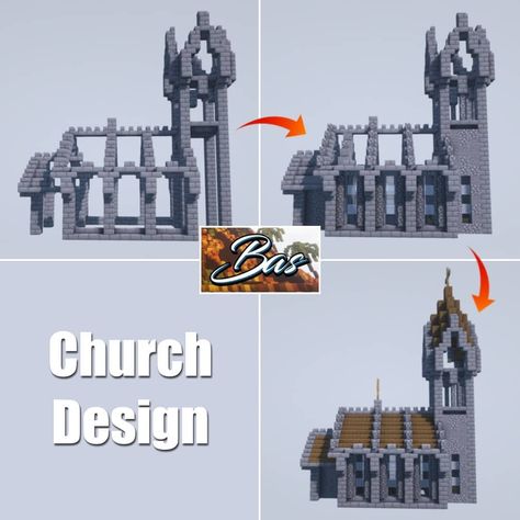 Minecraft Village Church, Church Minecraft Ideas, Chapel Minecraft, Minecraft Medieval Church, Kingdom Minecraft, Minecraft Church, Minecraft Materials, City Minecraft, Raft Building