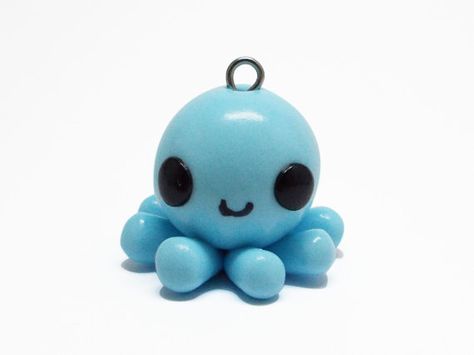 Blue Kawaii Octopus Polymer Clay Charm Kawaii Octopus, Fimo Kawaii, Octopus Plush, Polymer Clay Figures, Polymer Clay Diy, Polymer Clay Animals, Cute Polymer Clay, Clay Animals, Cute Clay