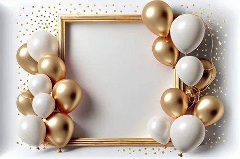 Birthday White Background, Birthday Flyer Design Background, Gold Birthday Background, Birthday Tarpaulin Background, White And Gold Birthday, Church Banners Designs, Birthday Background Images, Birthday Photo Frame, Photoshop Design Ideas