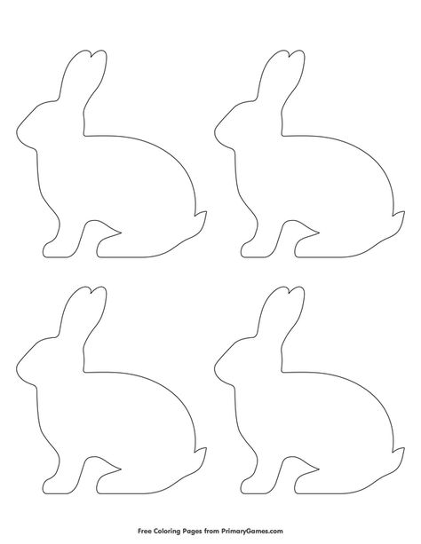 Simple Animal Outlines, Bunny Stencil Templates Free Printable, Rabbit Stencil Free Printable, Bunny Outline Printable, Easter Bunny Outline, Rabbit Outline Printable, Rabbit Outline, Sew Bunny, Easter Colour In Free Printable