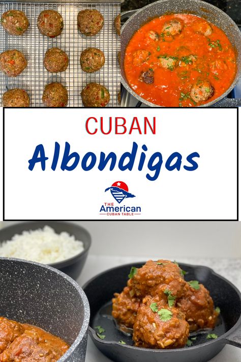 Cuban Meatballs, Cuban Seasoning, Large Meatballs, Ground Beef Eggs, Albondigas Recipe, Cuban Appetizers, Aldi Meals, Salisbury Steak Meatballs, Chicken Fricassee