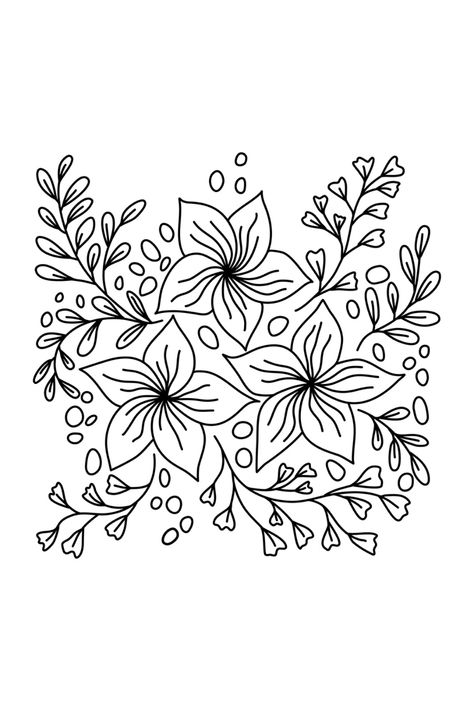 Doodles Easy Aesthetic, Simple Illustration Art, Flowers Doodle, Doodles Easy, Flowers Composition, Flower Stencils, Abstract Art Projects, Hand Doodles, Valentines Day Coloring Page