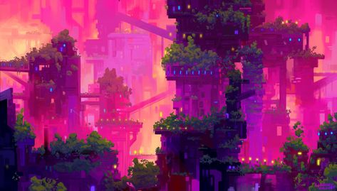 Pixel Art Landscape, Bg Design, Desktop Wallpaper Art, Wallpaper Collage, Collaborative Art, Environment Design, Environment Concept Art, Laptop Wallpaper, Wallpaper Pc