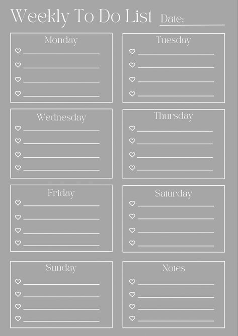 Printable Weekly To Do List Weekly To Do List, Weekly Schedule, To Do, Remote Work, To Do List, Daily Life, Budgeting, Turn Ons, Grey