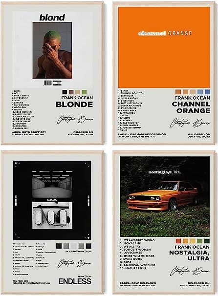 ASTRDECOR Frank Ocean Album Cover Signed Limited Posters Set of 4, Rapper Music Posters Kanye Album Cover Posters for Room Aesthetic, Canvas Wall Art Prints... Music Posters Kanye, Kanye Album Cover, Frank Ocean Album Cover, Ocean Album Cover, Cool Girl Rooms, Frank Ocean Album, Frank Ocean Poster, Posters For Room Aesthetic, Posters For Room