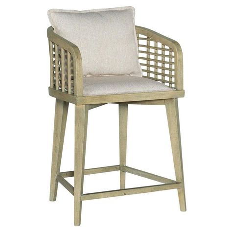 Kohana Coastal Beach Cream Performance Cushion Beige Wood Counter Stool California Coastline, Surf Culture, Swivel Counter Stools, Lattice Design, Hooker Furniture, Fabric Seat, Counter Stool, Counter Stools, Furniture Chair