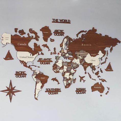 3D Wooden World Map, Wood Wall Map, World Map, Wall Art Decor, Wooden Travel Map, House Decor, Wall Decor, Wooden Living Room Decor, Bedroom Decor, Housewarming Gift, Birthday Gift (L Standard - 59x35 inches) Wooden World Map, World Map Wall Decor, Wood World Map, Wooden Map, Push Pin Map, Map Wall Decor, Wall Map, World Map Wall Art, Pin Map