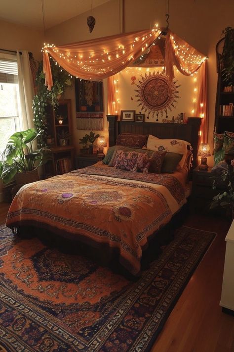 Tapestry In Bedroom, Hippy Bedroom Ideas, Boho Minimalist Bedroom, Chill Room, Future Apartment Decor, Room Redesign, Redecorate Bedroom, Dream House Rooms, Cozy Room Decor