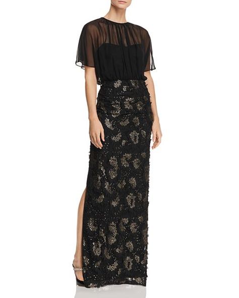 Aidan Mattox - Sequined Floral-Appliqué Gown Mother Of The Bride Fashion, Applique Skirt, Skirt Chiffon, Womens Winter Dresses, Beaded Formal Dress, Wine Dress, Column Skirt, Boat Neck Dress, Aidan Mattox