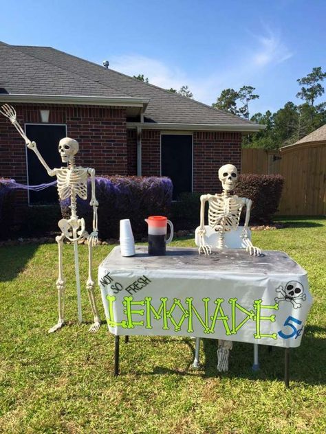 The 'Keeping Up With The Bones' Facebook page tracks goings on of the Bonses, a skeleton family created by Lumberton resident Amy B. Moses. Each day, Moses changes the display to show the family doing different things, like yoga poses, playing Twister and starting a family of their own. Photo: Keeping Up With The Bones/Facebook Front Yard Halloween, Halloween Camper, Camper Decorations, Yard Decoration Ideas, Front Yard Halloween Decorations, Halloween Yard Displays, Halloween Camping, Halloween Decoration Ideas, Rapunzel Disney