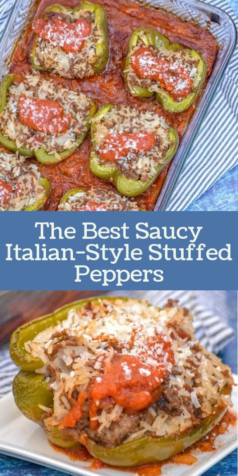 Stuffed Peppers With Red Sauce, Stuffed Bell Peppers For Two, Italian Stuffed Peppers Recipe, Stuffed Peppers With Italian Sausage, Stuffed Peppers Italian, Italian Stuffed Bell Peppers, Best Stuffed Peppers Recipe, Best Stuffed Pepper Recipe, Stuffed Veggies