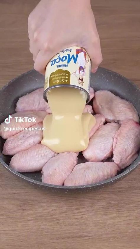 Combine chicken wings and condensed milk, the result will surprise you | Quick Recipes US | Scoopz Condensed Milk Chicken Wings, Milk Chicken, Condensed Milk Recipes, Chicken Wing, Chicken Main Dishes, Chicken Wing Recipes, Wing Recipes, Sweetened Condensed Milk, Condensed Milk