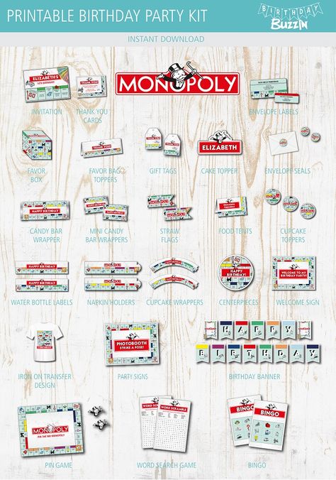 Monopoly Party Decorations Diy, Monopoly Party Theme, Monopoly Birthday Party, Monopoly Birthday Party Ideas, Monopoly Themed Party Decor, Monopoly Party Decorations, Monopoly Crafts, Make Party Decorations, Monopoly Birthday