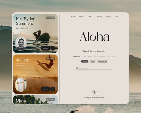 Aloha - surf camp web design by PXDX Studio on Dribbble Aesthetic Surfing, Ux Design Portfolio, Website Design Inspiration Layout, Instagram Branding Design, Inspiration Board Design, We Are Grateful, Surf Camp, Webpage Design, Grafic Design