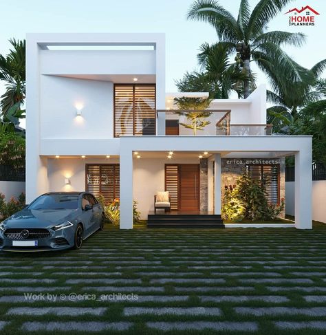 White Elevation House, Flat Roof Design Architecture, Sitout Designs Kerala, Veedu Design, Kerala House Sitout Design, Small Contemporary House Exterior, Contemporary House Exterior Kerala, Small House Design Kerala, House Projects Architecture