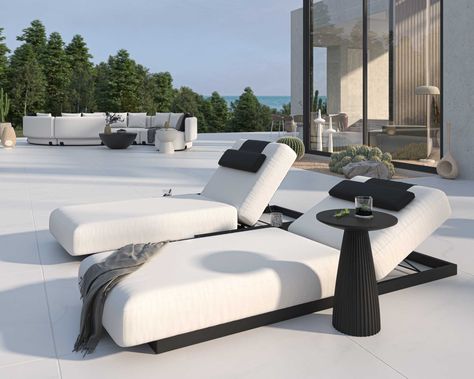 Florian Outdoor Lounger 2022 | Rove Concepts Outdoor Pool Furniture, Outdoor Loungers, Rove Concepts, Outdoor Daybed, Outdoor Cover, Lounge Area, Pool Furniture, Glass Of Wine, Pool Patio