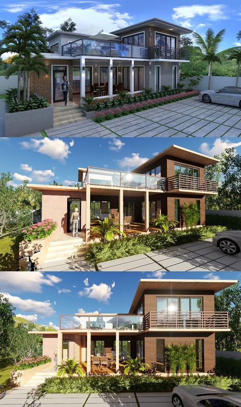 Two Storey Rest House Design 2 Storey Beach House, Rest House Design, Small Rest House Design, Hanger Homes, Elevated Kitchen, Craftsman House Designs, House Plans 2 Storey, Modern Tropical House, Tropical House Design