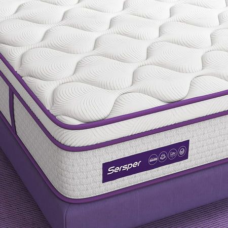 Get a peace & cool summer sleep: Sersper mattress are designed to bring a comfortable and cool sleep on hot nights. Hybrid Mattress- Breathable quilted-knit pillow top cover, independently encased carbon steel spring coils, and airflow design, perform together to create a cool and sweet dream on midsummer nights. Size: Queen.  Color: White. Sleeping Partner, Decorative Styles, Spinal Alignment, Online Mattress, Full Mattress, Twin Mattress Size, Queen Mattress Size, Firm Mattress, Hybrid Mattress