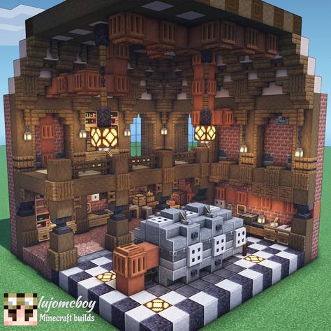 lujoBoy on Instagram: “Steampunk Interior ⚙️ ----------------------------- Had a little bit of fun building a steampunk style interior. I didn't had anything…” Interior Design Minecraft, Aperture Laboratories, Interior Minecraft, Steampunk Interior, Minecraft Steampunk, Steampunk City, Minecraft Mansion, Minecraft Interior, Minecraft Structures