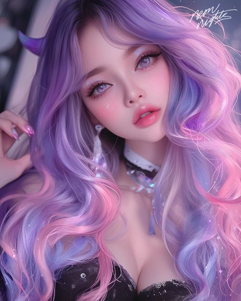 Lovely lavender 💖 #huely2024 @nickocreates.ai Purple Hair Character, Fete Emo, Moon Goddess Art, Female Ocs, Girl Animation, Anime Purple Hair, Flurry Heart, Mimi Love, Dark Purple Hair