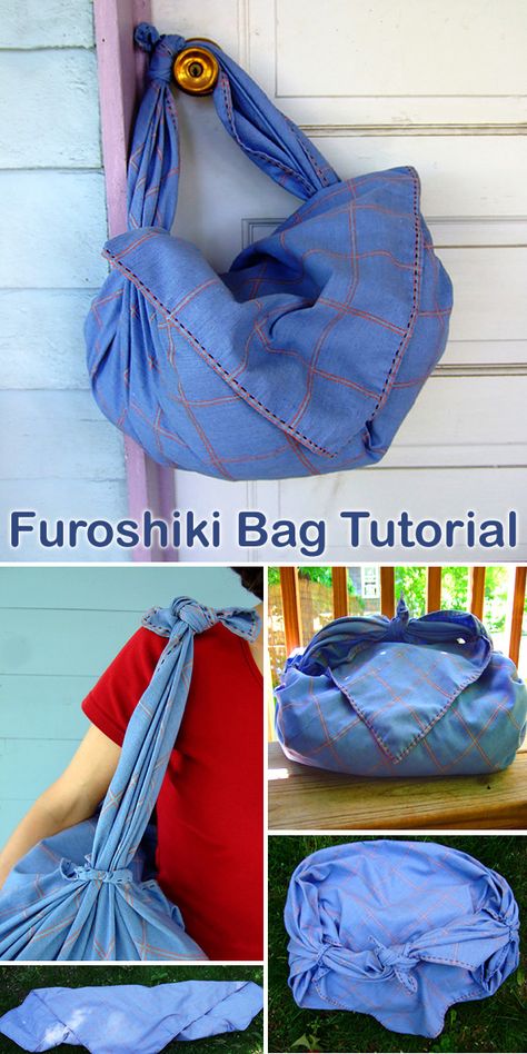 DIY Two Minute Summer Furoshiki Bag Furoshiki Bags Diy, Furoshiki Bags Tutorial, Furoshiki Wrapping Tutorials, Furoshiki Bag, Backpack Hacks, Japanese Wrapping Cloth, Japanese Wrapping, Origami Bag, Furoshiki Wrapping