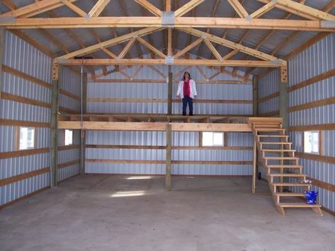 Barn Interior Design, Pole Barn Shop, Pole Barn Ideas, Pole Barn Designs, Pole Barn Plans, Pole Barn Garage, Building A Pole Barn, Morton Building, Barn Loft