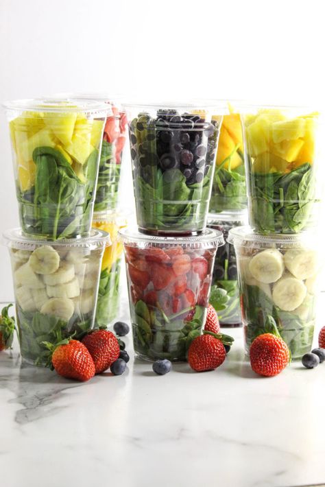 Smoothie Business Ideas, Smoothie Bar Ideas, Autoimmune Breakfast, Meal Prep Smoothies, Grab And Go Food, Smoothie Business, Prep Smoothies, Shake Bar, Blueberry Spinach Smoothie