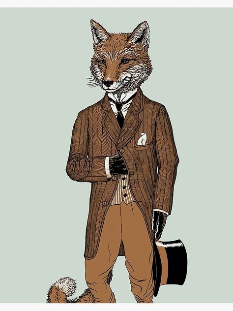 "Half-Fox, half-Human, here is a very classy shapeshifter!" Art Board Print by Bratva-Shop Half Fox Half Human, Half Dog Half Human, Half Human Half Animal, Wolf In Suit Art, Fox Human Hybrid Character Design, Cute Art Styles, Art Boards, Fashion Art, Fox