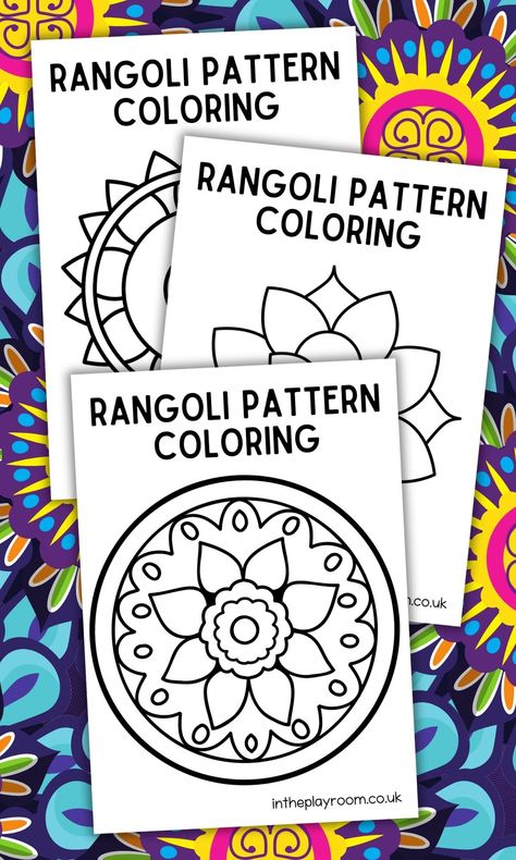 Diwali Rangoli Pattern Coloring Pages - In The Playroom Rangoli Designs Printable, Diwali Coloring Pages Free Printable, Diwali Free Printables, Diwali School Activities, Diwali Coloring Pages For Kids, Rangoli Printable, Diwali Preschool Activities, Diwali Colouring Pages, Diwali Activities For Preschool